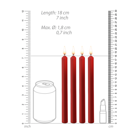 Ouch! Teasing Wax Candles Set 4pcs Large Red - Sensory Play Accessory