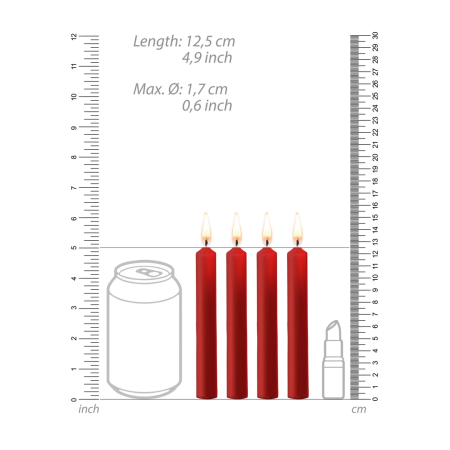 Ouch! Teasing Wax Candles 4-Pack - Red, Body Art Accessory