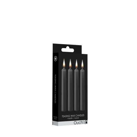 Ouch! Teasing Wax Candles Set - 4 Black Pieces, Low-Temperature Formula
