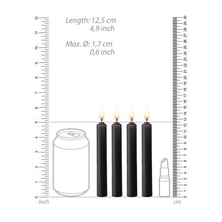 Ouch! Teasing Wax Candles Set - 4 Black Pieces, Low-Temperature Formula