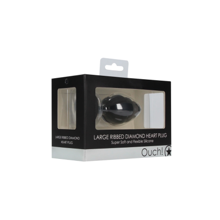 Sinner Gear Ribbed Diamond Heart Plug Large - Silicone, Decorative Base