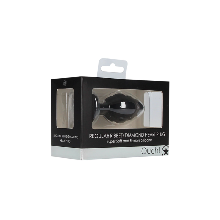 EasyToys Diamond Heart Ribbed Plug Regular - Silicone, Decorative Base