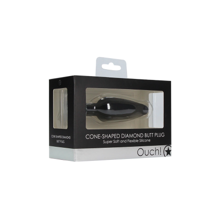 Sinner Gear Silicone Intimate Cone Plug with Diamond Base Black