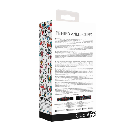 OUCH! Adjustable Printed Ankle Cuffs with Velcro Fastening - Universal Fit
