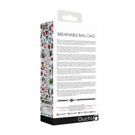 Ouch! Breathable Adjustable Ball Gag with Leather Straps Black