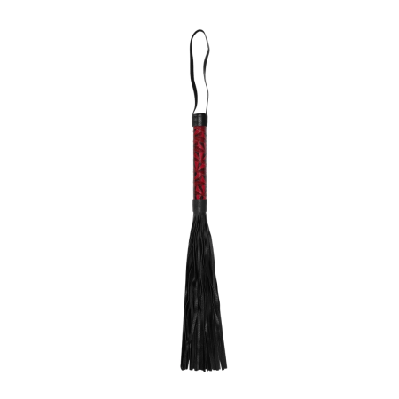 OUCH! Burgundy Faux Leather Impact Whip 38.5cm with Secure Handle