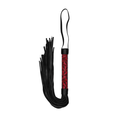 OUCH! Burgundy Faux Leather Impact Whip 38.5cm with Secure Handle