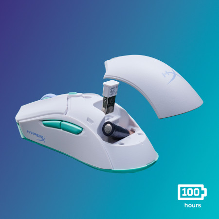 HyperX Pulsefire Haste 2 Core žaidimų pelė (balta / žalia / violetinė)