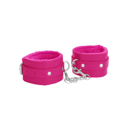 OUCH! Plush Leather Ankle Cuffs with Adjustable Strap and Furry Lining