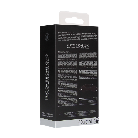 OUCH! Silicone Bone-Shaped Gag Adjustable Black Restraint System