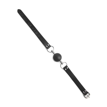 Ouch! Classic Solid Ball Gag Adjustable Leather Strap Black