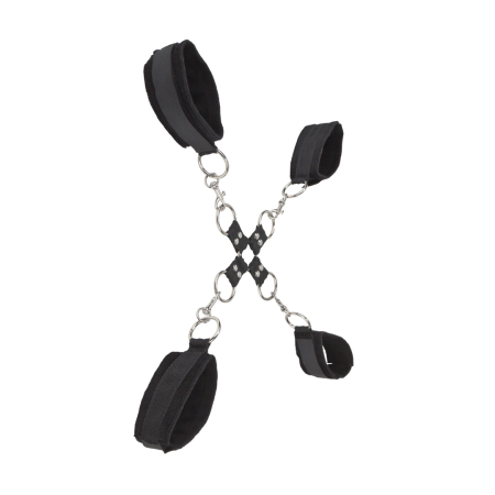 Ouch! Adjustable Furry Hand & Leg Cuffs with Velcro Closure, Black