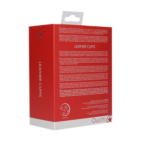 Ouch! Adjustable Leather Cuffs with Soft Lining - Universal Size Black