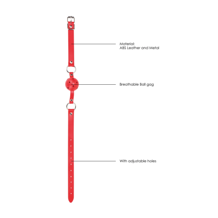 Ouch! Breathable Ball Gag Adjustable Leather Strap Black Universal Fit