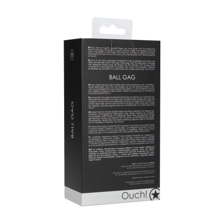 Ouch! Adjustable Leather Breathable Ball Gag Black Universal Fit