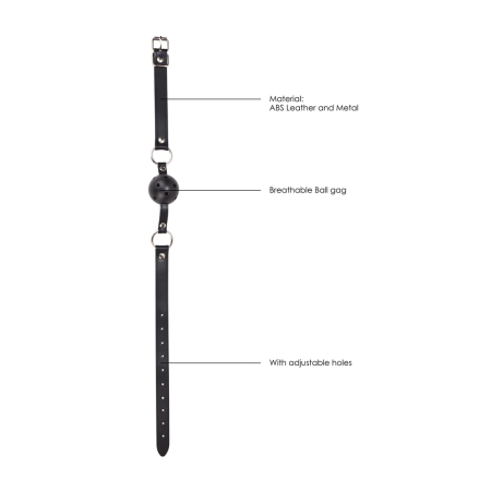 Ouch! Adjustable Leather Breathable Ball Gag Black Universal Fit