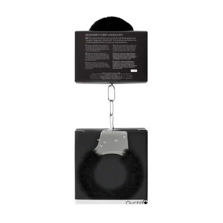 EasyToys Furry Handcuffs Black - Soft Plush Anatomic Model