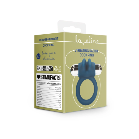 Loveline Baltic Blue Vibrating Rabbit Silicone Ring, Adjustable Fit