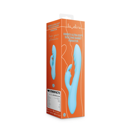 Loveline Ribbed Ultra Soft Silicone Rabbit Vibrator Glacial Blue