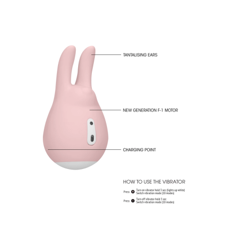 Love Bunny Intimate Mini Massager Silicone USB Rechargeable Pink