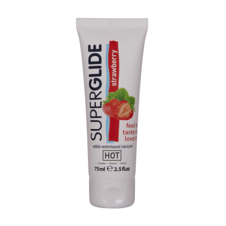 HOT Superglide Edible Water-Based Gel Strawberry 75ml - Flavored Formula
