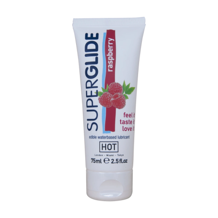 HOT Superglide Water-Based Lubricant Edible Raspberry 75ml