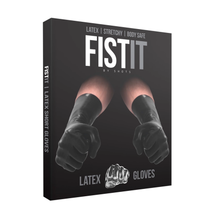 Fist It Short Latex Gloves Unisex Ultra-Thin Protective Black S/M