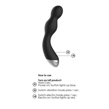 ElectroShock G/P-Spot Silicone Stimulator Black Wireless Remote IPX7