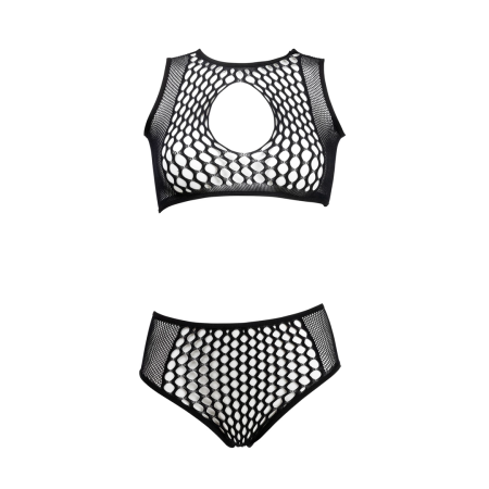 Shots Duo Net Black Keyhole Bra & High-Waist Set One Size S-L