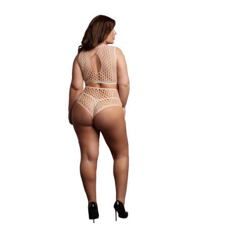 Shots Duo Net Keyhole Crop Top & High-Waisted Set Queen Size XL-4XL