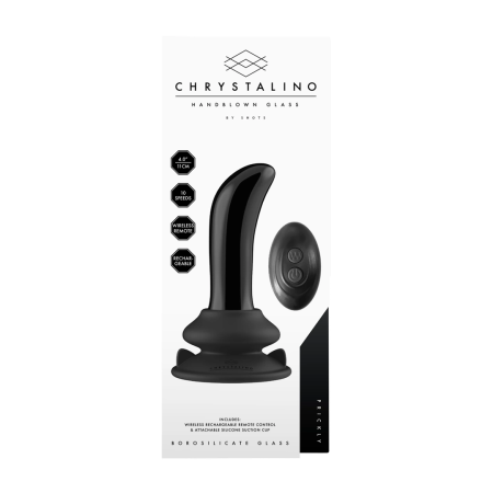 Shots Chrystalino Black Glass G-Spot Device with Remote & Suction Base