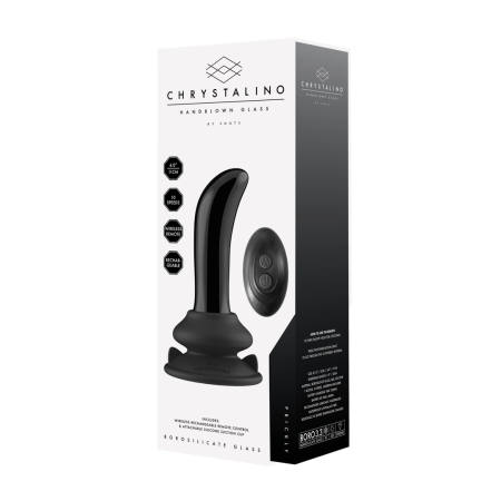 Shots Chrystalino Black Glass G-Spot Device with Remote & Suction Base