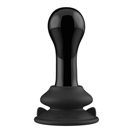 Shots Chrystalino Black Glass Intimate Massager with Suction Cup Base