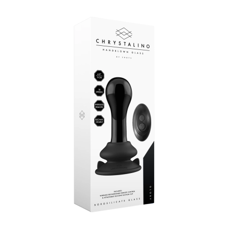 Shots Chrystalino Black Glass Intimate Massager with Suction Cup Base