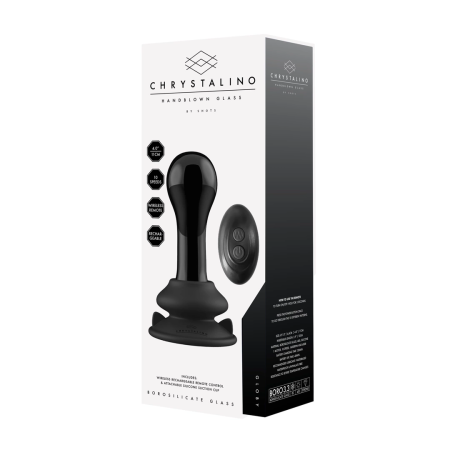Shots Chrystalino Black Glass Intimate Massager with Suction Cup Base