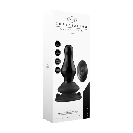 Shots Chrystalino Missy Glass Plug Vibrator Black 10-Speed with Suction Cup