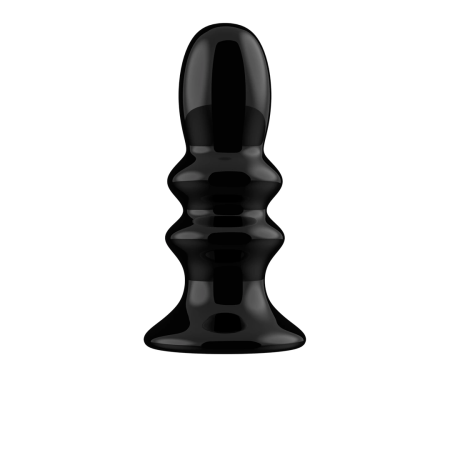 Shots Chrystalino Ribble Glass Vibrator Black with Suction Base & Remote