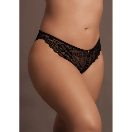 Le Desir Claire Plus Size Elastic Lace Briefs with Gold Accents