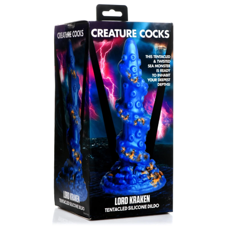 XR Brands Kraken Silicone Model Blue - Textured Fantasy Shape, Large Base