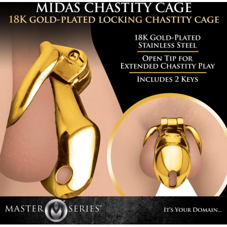 Midas 18K Gold-Plated Stainless Steel Locking Cage - Adjustable Size, Gold