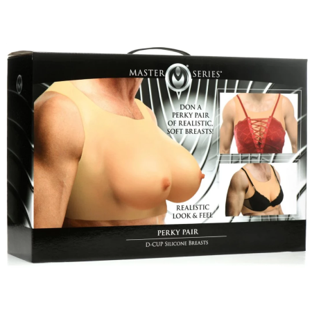 XR Brands Perky Pair D-Cup Silicone Chest Form - Natural Flesh Tone, Size D