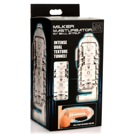 Milker Transparent TPE Intimate Device with Support Strap, Universal Fit