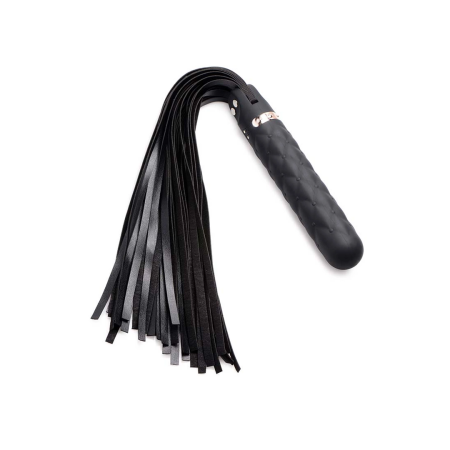 XR Brands Vibra-Lasher Silicone Vibrating Flogger Black 3 Modes