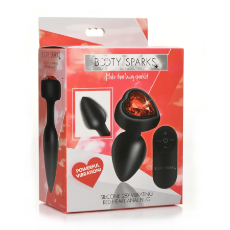 XR Brands Red Heart Silicone Plug with Remote Control - Small Size