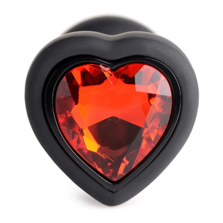 XR Brands Red Heart Silicone Plug with Remote Control - Small Size