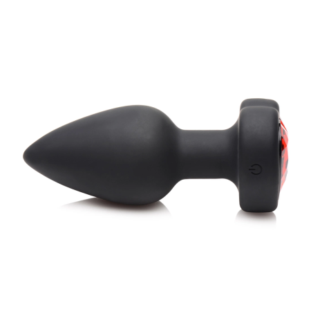 XR Brands Red Heart Silicone Plug with Remote Control - Small Size