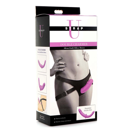 XR Brands Double Charmer Silicone Twin System with Adjustable Harness