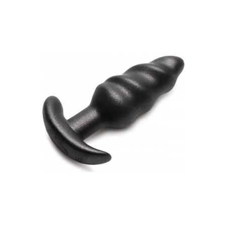 XR Brands Vibrating Silicone Swirl Plug Remote 25 Modes Black
