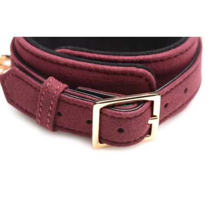 XR Brands 6-Piece Velvet Burgundy Bondage Set with Adjustable Cuffs & Collar