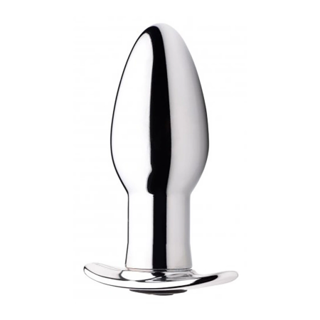 XR Brands Chrome Blast Small Metal Plug Rechargeable Vibrating Remote